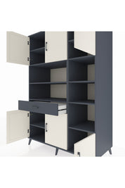 Kronos Dolap 10 Raflı Tek Çekmeceli 6 Kapaklı 132x59x195 Antrasit-Aytaşı/Antrasit