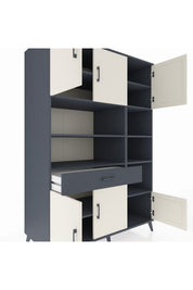 Kronos Dolap 10 Raflı Tek Çekmeceli 6 Kapaklı 132x59x195 Antrasit-Aytaşı/Antrasit