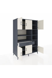 Kronos Dolap 10 Raflı Tek Çekmeceli 6 Kapaklı 132x59x195 Antrasit-Aytaşı/Antrasit