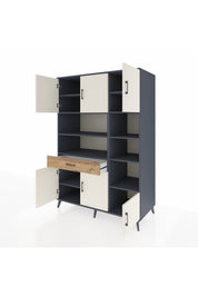 Kronos Dolap 10 Raflı Tek Çekmeceli 6 Kapaklı 132x59x195 Antrasit-Aytaşı/Çam