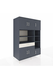 Kronos Dolap 10 Raflı Tek Çekmeceli 6 Kapaklı 132x59x195 Antrasit-Antrasit/Aytaşı