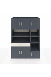 Kronos Dolap 10 Raflı Tek Çekmeceli 6 Kapaklı 132x59x195 Antrasit-Antrasit/Aytaşı