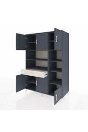 Kronos Dolap 10 Raflı Tek Çekmeceli 6 Kapaklı 132x59x195 Antrasit-Antrasit/Aytaşı