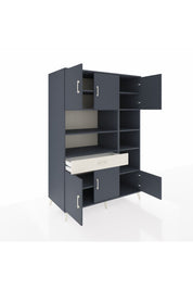 Kronos Dolap 10 Raflı Tek Çekmeceli 6 Kapaklı 132x59x195 Antrasit-Antrasit/Aytaşı