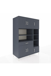 Kronos Dolap 10 Raflı Tek Çekmeceli 6 Kapaklı 132x59x195 Antrasit-Antrasit/Antrasit