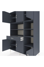 Kronos Dolap 10 Raflı Tek Çekmeceli 6 Kapaklı 132x59x195 Antrasit-Antrasit/Antrasit