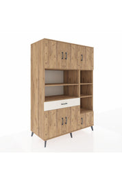 Kronos Dolap 10 Raflı Tek Çekmeceli 6 Kapaklı 132x59x195 Çam-Çam/Aytaşı