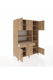 Kronos Dolap 10 Raflı Tek Çekmeceli 6 Kapaklı 132x59x195 Çam-Çam/Çam