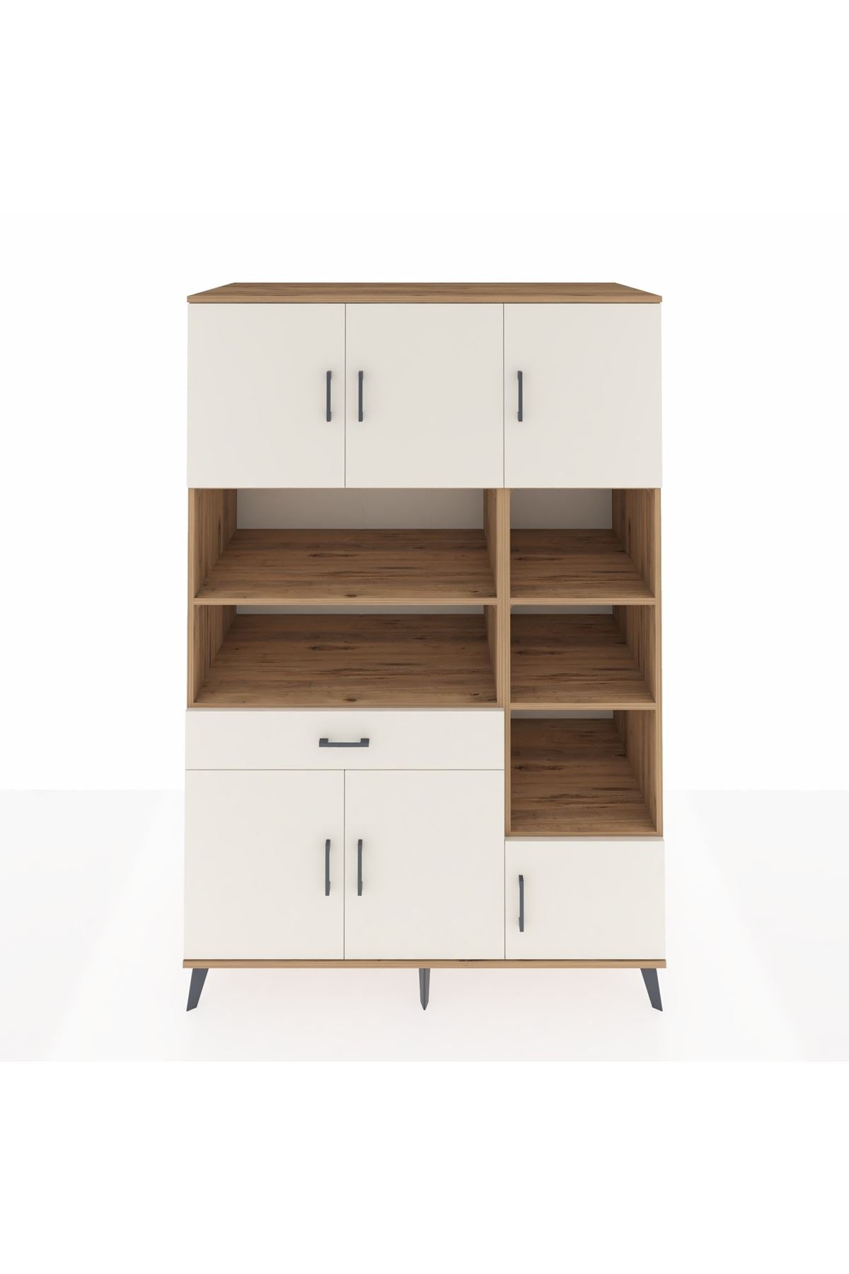 Kronos Dolap 10 Raflı Tek Çekmeceli 6 Kapaklı 132x59x195 Çam-Aytaşı/Aytaşı