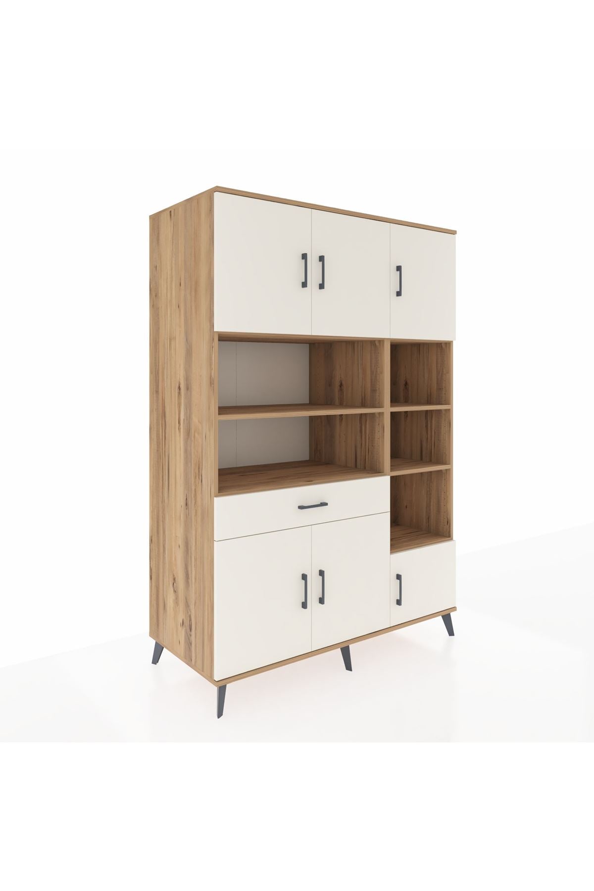 Kronos Dolap 10 Raflı Tek Çekmeceli 6 Kapaklı 132x59x195 Çam-Aytaşı/Aytaşı