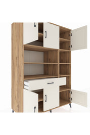 Kronos Dolap 10 Raflı Tek Çekmeceli 6 Kapaklı 132x59x195 Çam-Aytaşı/Aytaşı