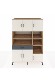 Kronos Dolap 10 Raflı Tek Çekmeceli 6 Kapaklı 132x59x195 Çam-Aytaşı/Antrasit