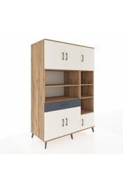 Kronos Dolap 10 Raflı Tek Çekmeceli 6 Kapaklı 132x59x195 Çam-Aytaşı/Antrasit