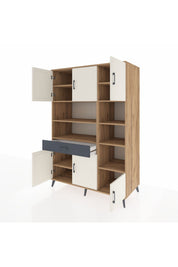 Kronos Dolap 10 Raflı Tek Çekmeceli 6 Kapaklı 132x59x195 Çam-Aytaşı/Antrasit