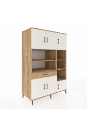 Kronos Dolap 10 Raflı Tek Çekmeceli 6 Kapaklı 132x59x195 Çam-Aytaşı/Çam