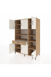 Kronos Dolap 10 Raflı Tek Çekmeceli 6 Kapaklı 132x59x195 Çam-Aytaşı/Çam