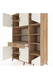 Kronos Dolap 10 Raflı Tek Çekmeceli 6 Kapaklı 132x59x195 Çam-Aytaşı/Çam