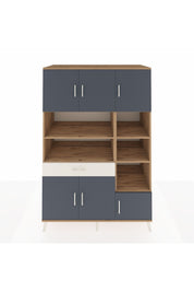 Kronos Dolap 10 Raflı Tek Çekmeceli 6 Kapaklı 132x59x195 Çam-Antrasit/Aytaşı