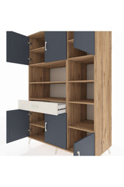 Kronos Dolap 10 Raflı Tek Çekmeceli 6 Kapaklı 132x59x195 Çam-Antrasit/Aytaşı