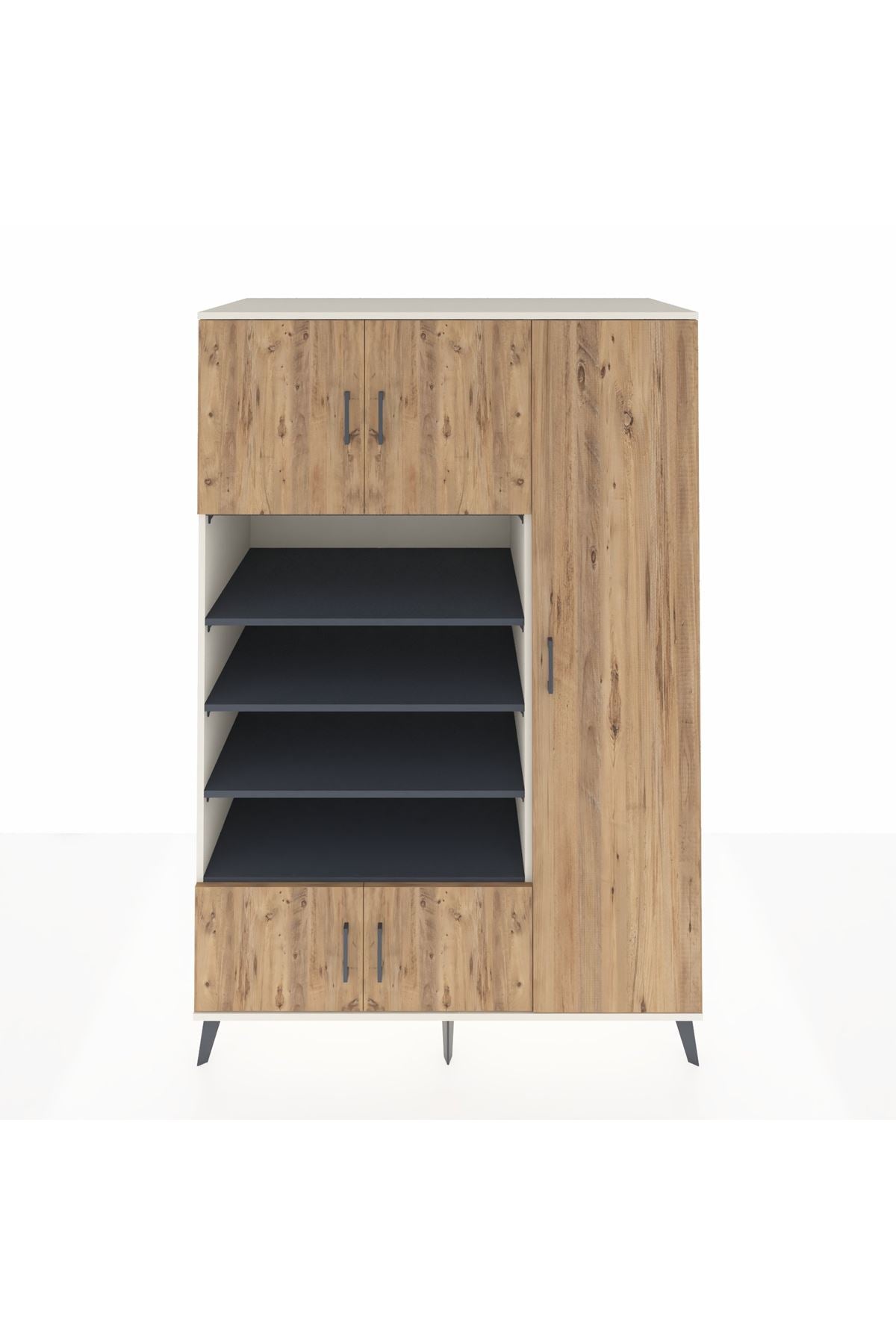 Kronos Dolap 11 Raflı 5 Kapaklı 132x59x195 Aytaşı-Çam/Antrasit