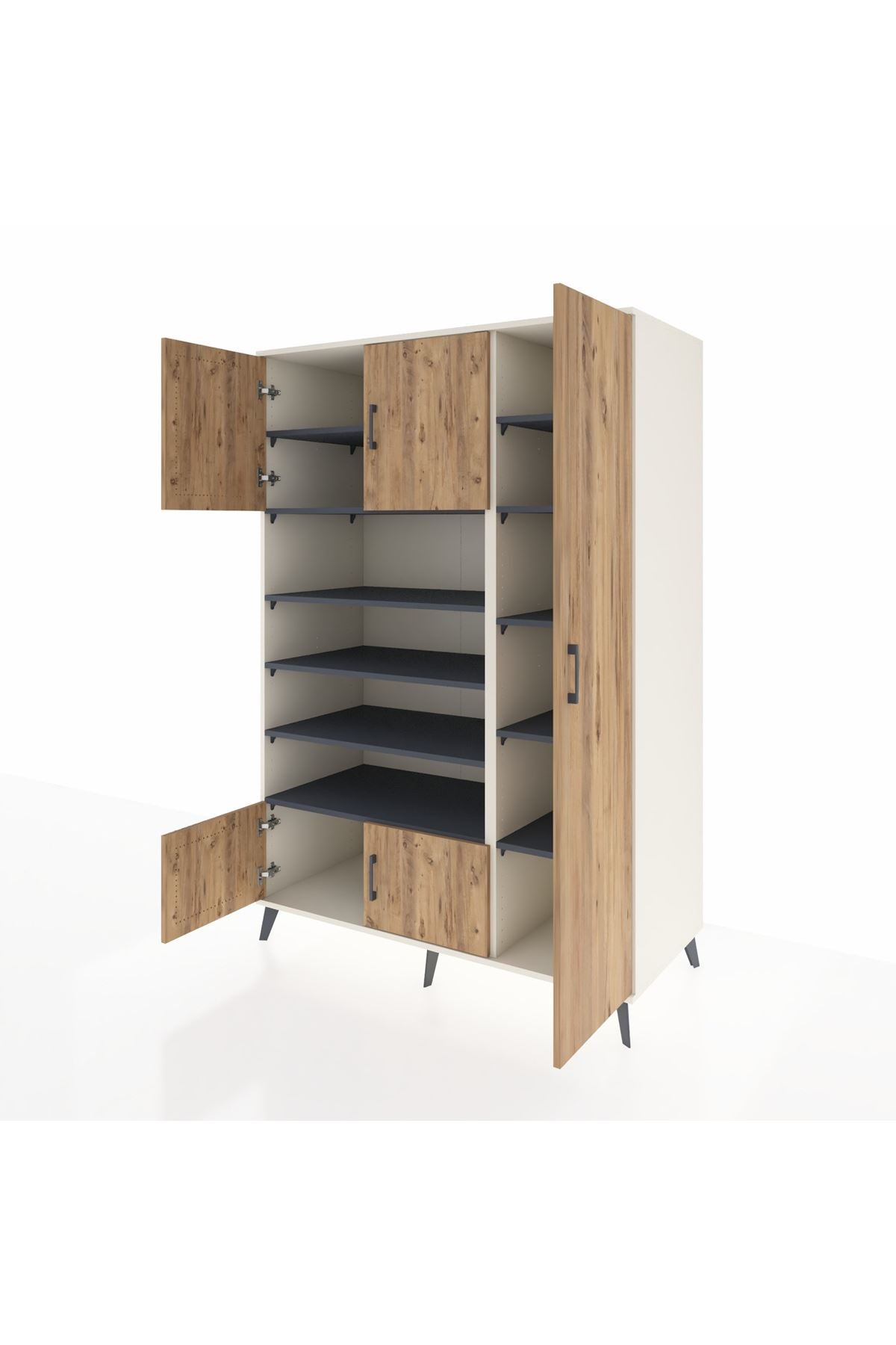 Kronos Dolap 11 Raflı 5 Kapaklı 132x59x195 Aytaşı-Çam/Antrasit