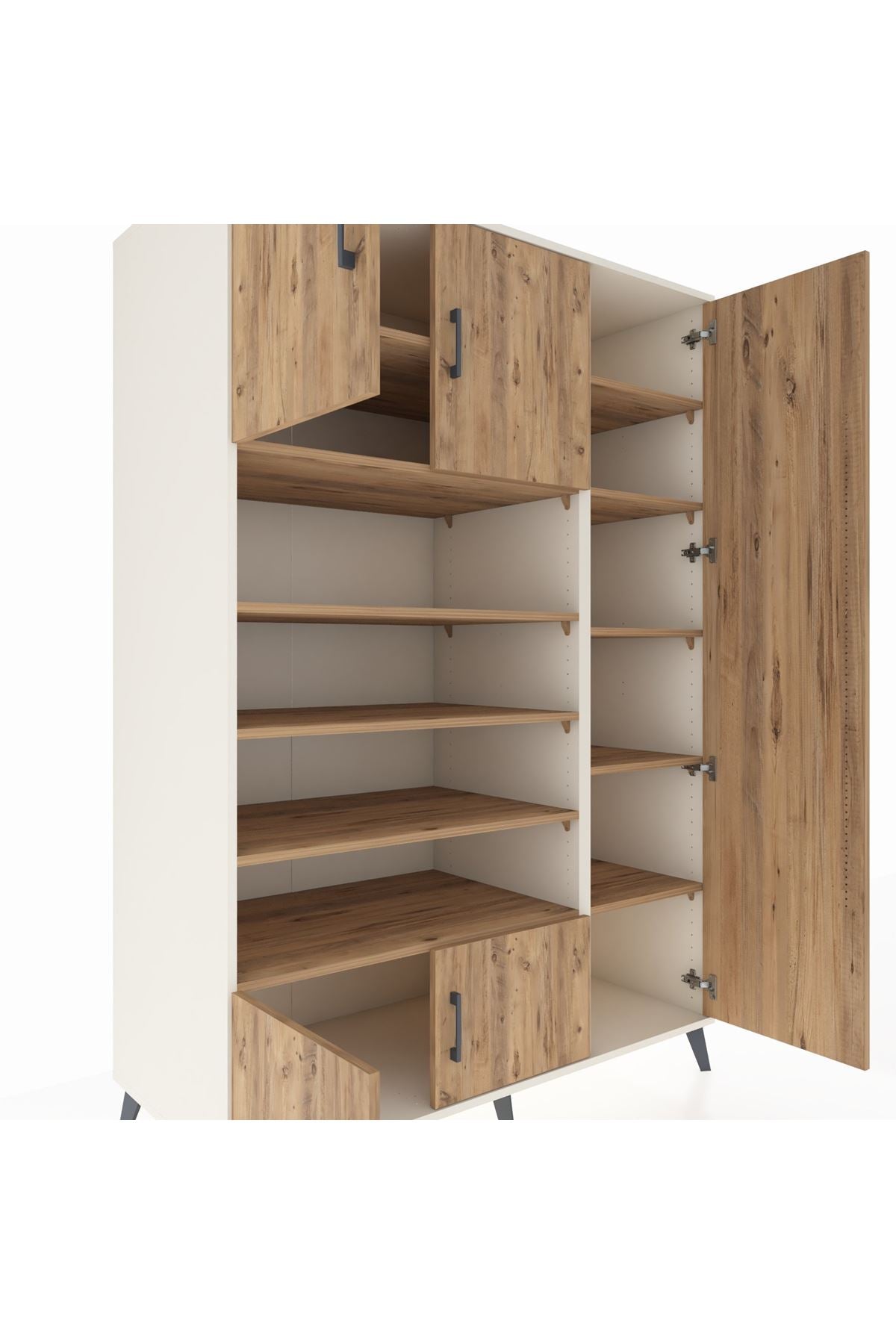 Kronos Dolap 11 Raflı 5 Kapaklı 132x59x195 Aytaşı-Çam/Çam