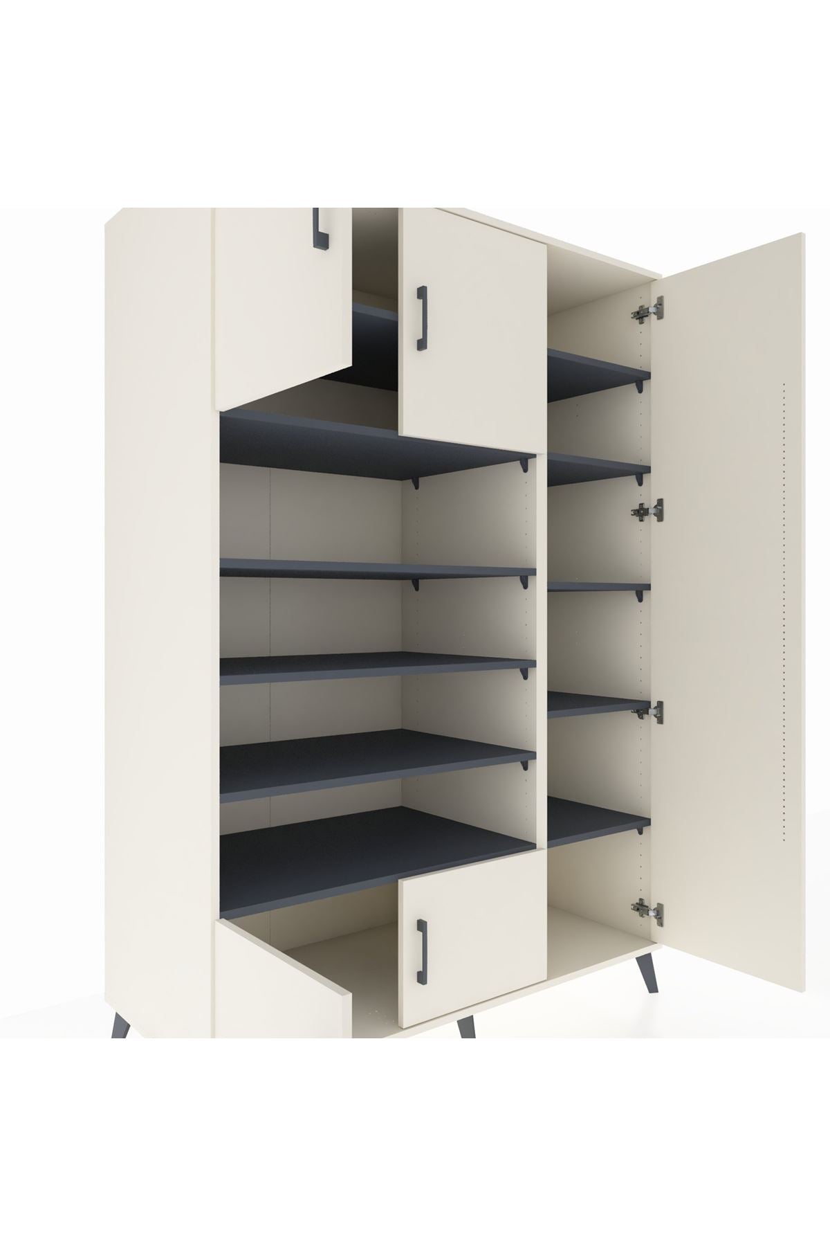 Kronos Dolap 11 Raflı 5 Kapaklı 132x59x195 Aytaşı-Aytaşı/Antrasit