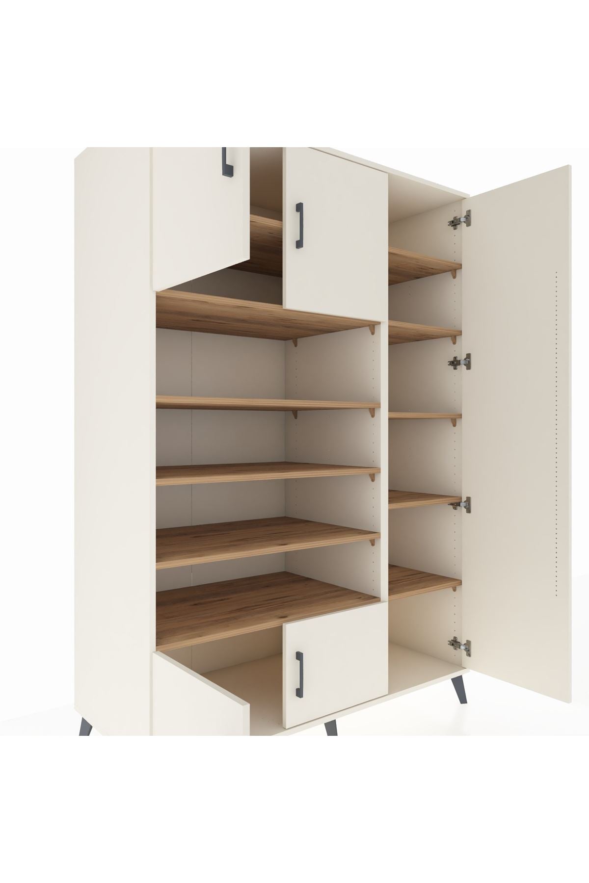 Kronos Dolap 11 Raflı 5 Kapaklı 132x59x195 Aytaşı-Aytaşı/Çam