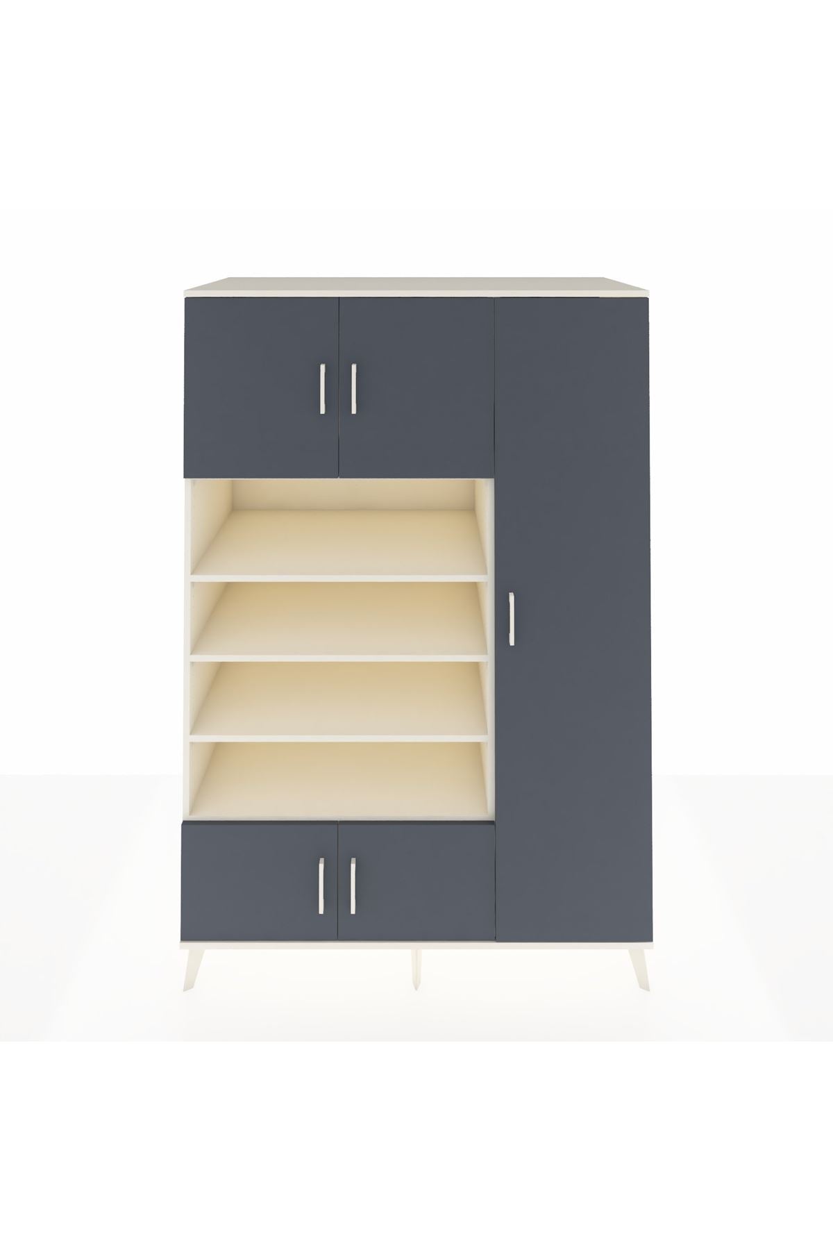 Kronos Dolap 11 Raflı 5 Kapaklı 132x59x195 Aytaşı-Antrasit/Aytaşı