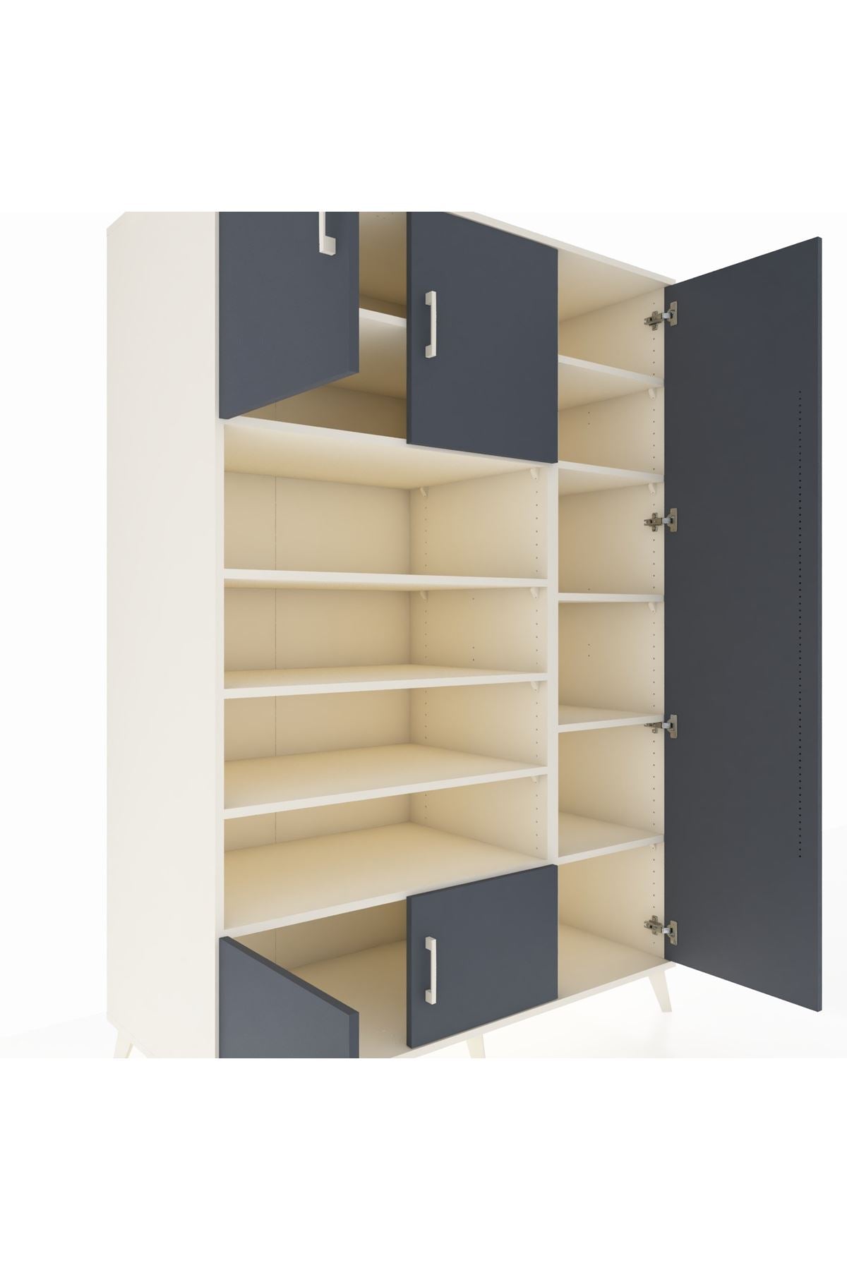 Kronos Dolap 11 Raflı 5 Kapaklı 132x59x195 Aytaşı-Antrasit/Aytaşı