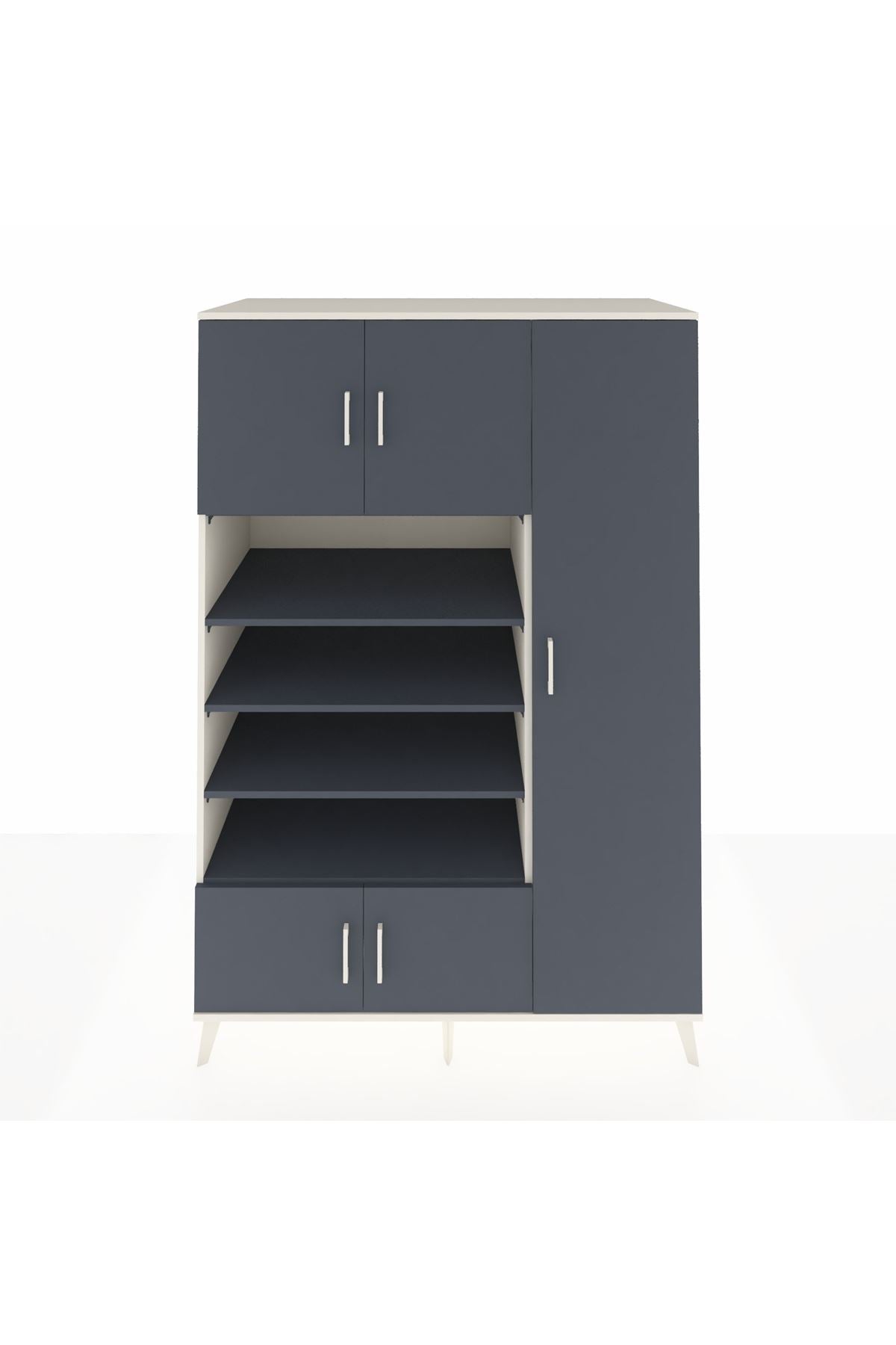 Kronos Dolap 11 Raflı 5 Kapaklı 132x59x195 Aytaşı-Antrasit/Antrasit