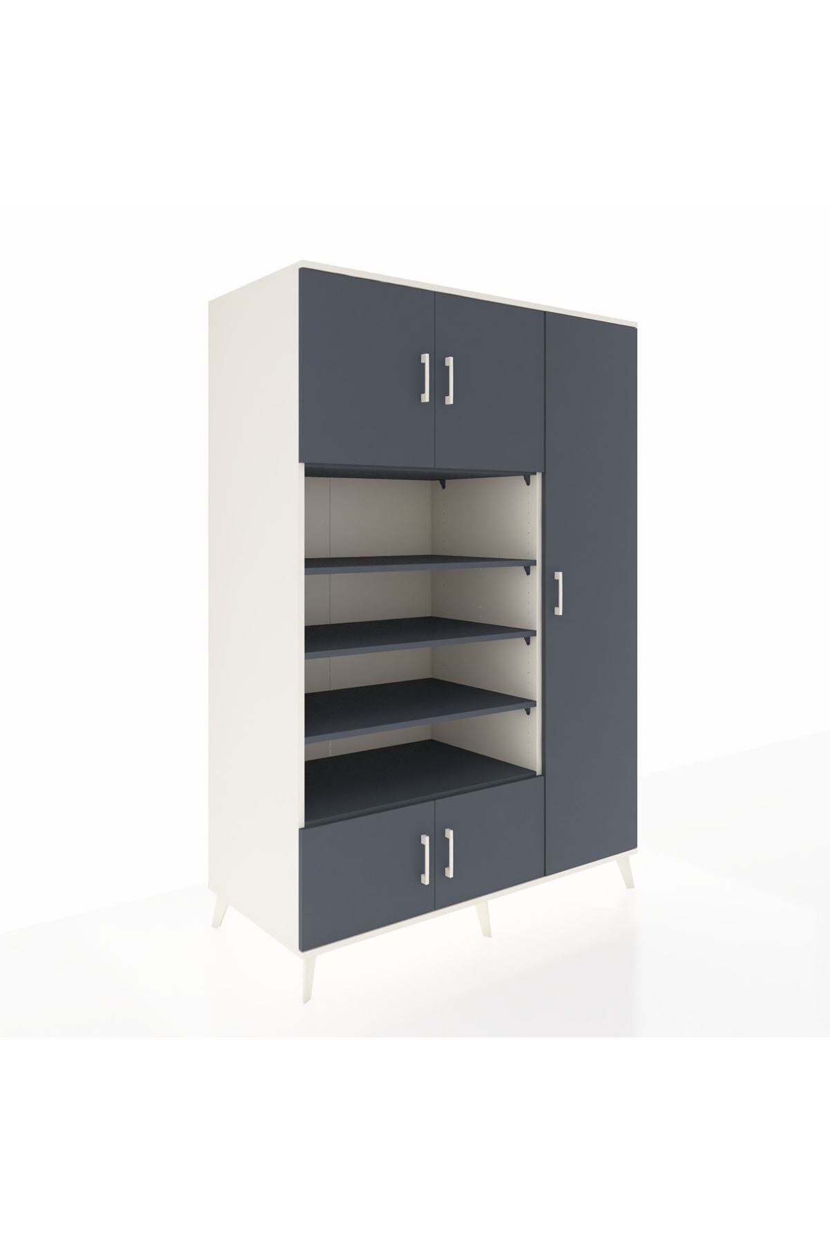 Kronos Dolap 11 Raflı 5 Kapaklı 132x59x195 Aytaşı-Antrasit/Antrasit