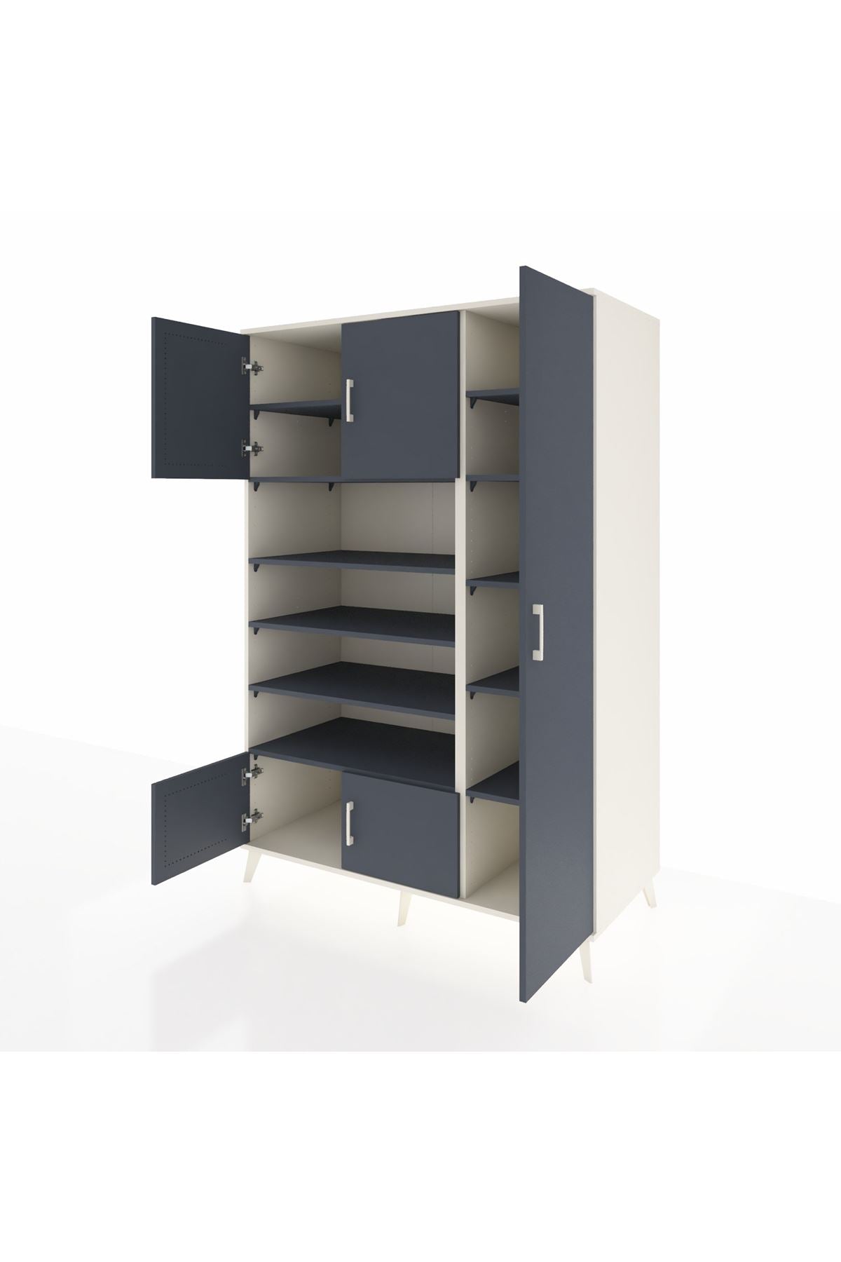 Kronos Dolap 11 Raflı 5 Kapaklı 132x59x195 Aytaşı-Antrasit/Antrasit