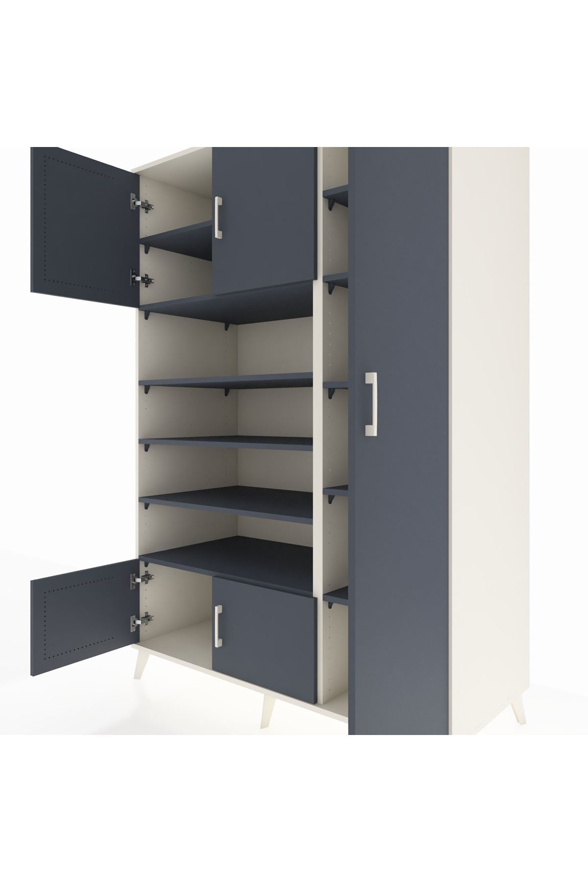 Kronos Dolap 11 Raflı 5 Kapaklı 132x59x195 Aytaşı-Antrasit/Antrasit