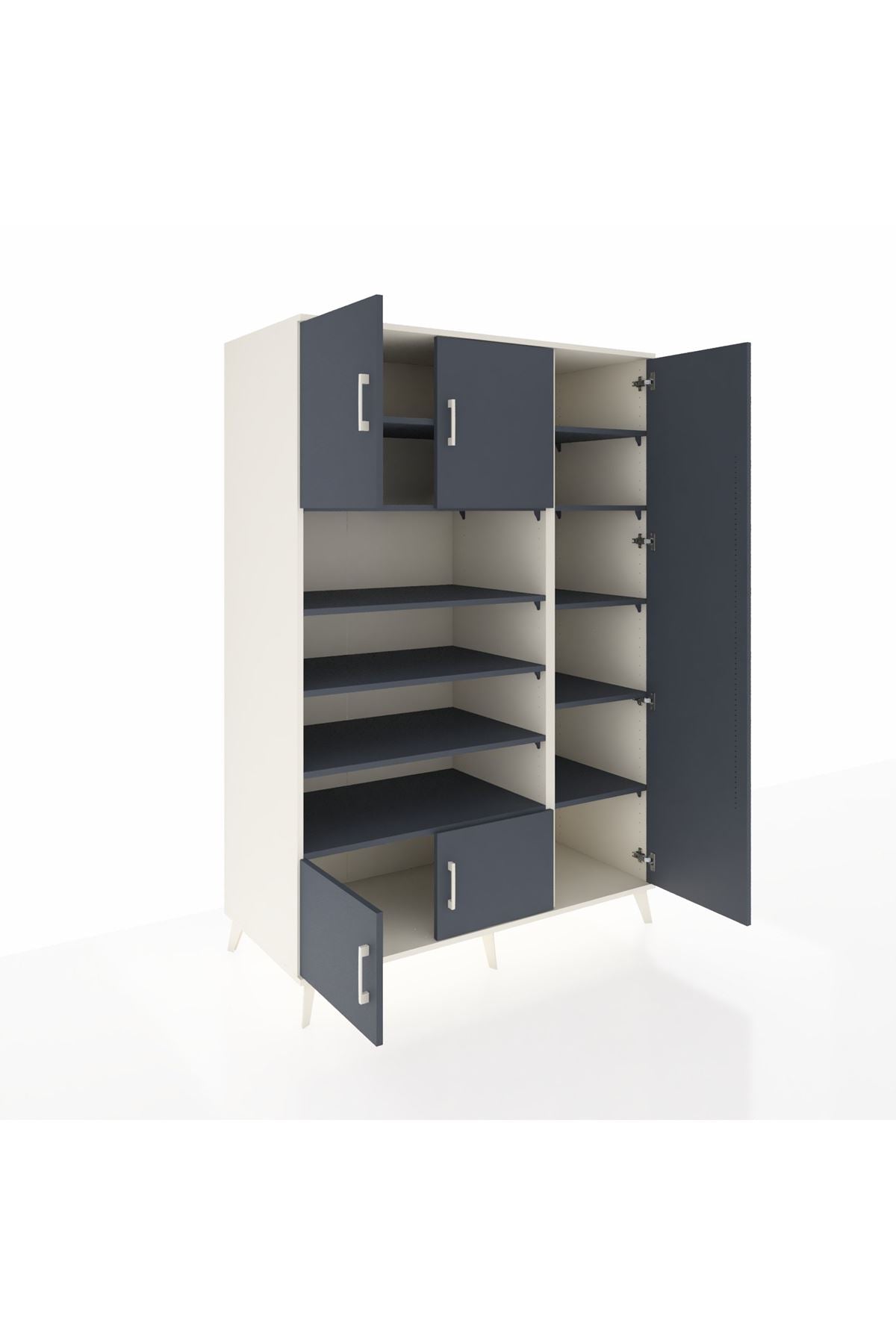 Kronos Dolap 11 Raflı 5 Kapaklı 132x59x195 Aytaşı-Antrasit/Antrasit