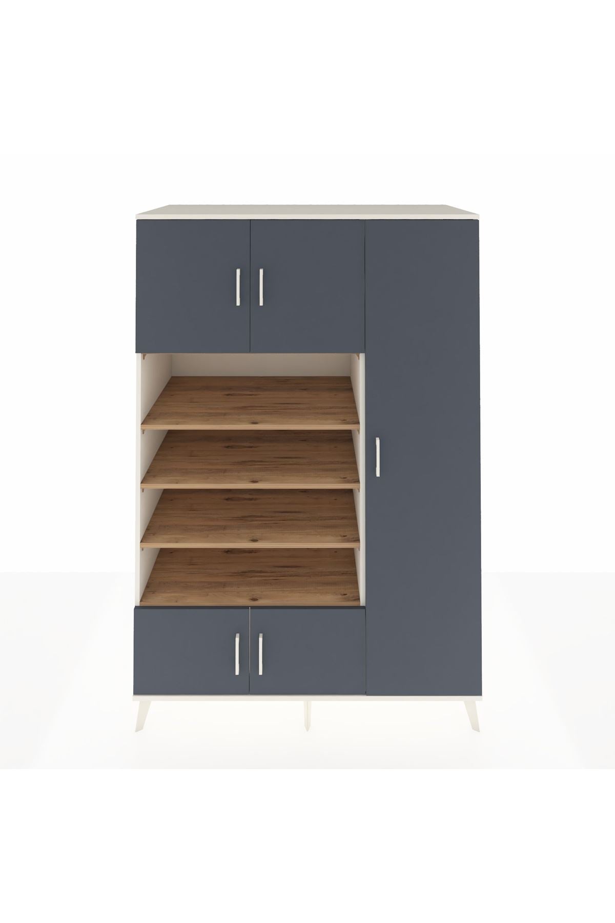 Kronos Dolap 11 Raflı 5 Kapaklı 132x59x195 Aytaşı-Antrasit/Çam