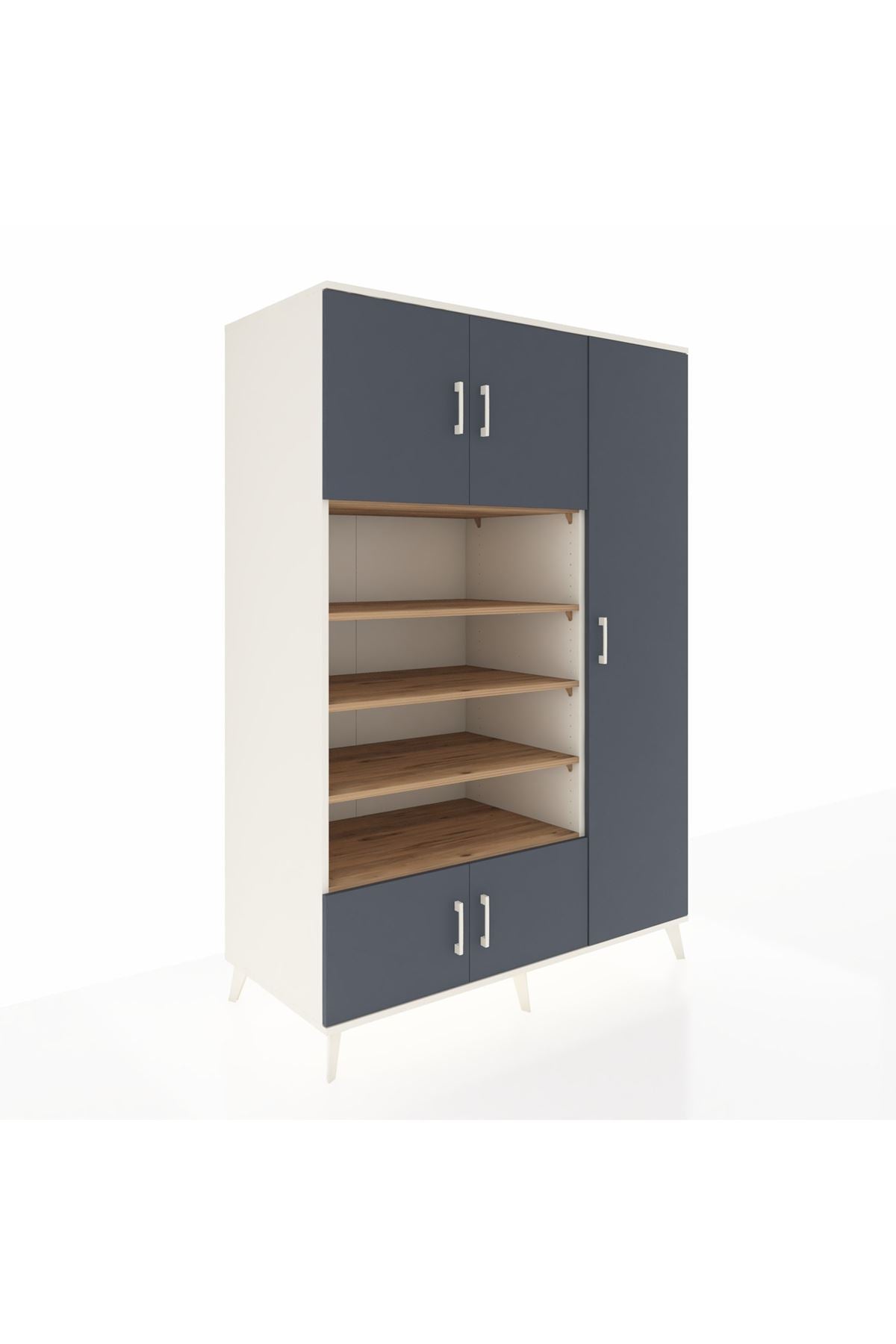 Kronos Dolap 11 Raflı 5 Kapaklı 132x59x195 Aytaşı-Antrasit/Çam