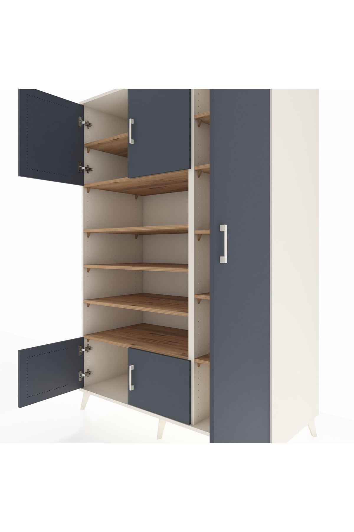 Kronos Dolap 11 Raflı 5 Kapaklı 132x59x195 Aytaşı-Antrasit/Çam