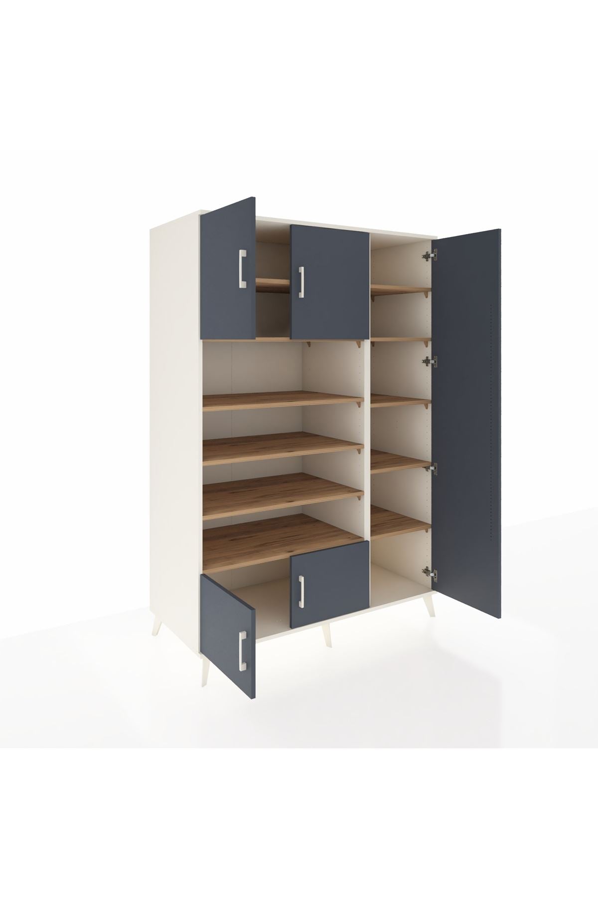 Kronos Dolap 11 Raflı 5 Kapaklı 132x59x195 Aytaşı-Antrasit/Çam