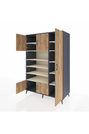 Kronos Dolap 11 Raflı 5 Kapaklı 132x59x195 Antrasit-Çam/Aytaşı