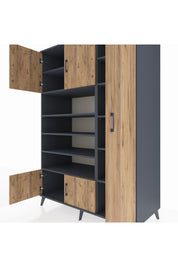 Kronos Dolap 11 Raflı 5 Kapaklı 132x59x195 Antrasit-Çam/Antrasit