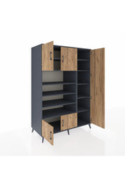 Kronos Dolap 11 Raflı 5 Kapaklı 132x59x195 Antrasit-Çam/Antrasit