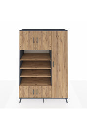 Kronos Dolap 11 Raflı 5 Kapaklı 132x59x195 Antrasit-Çam/Çam