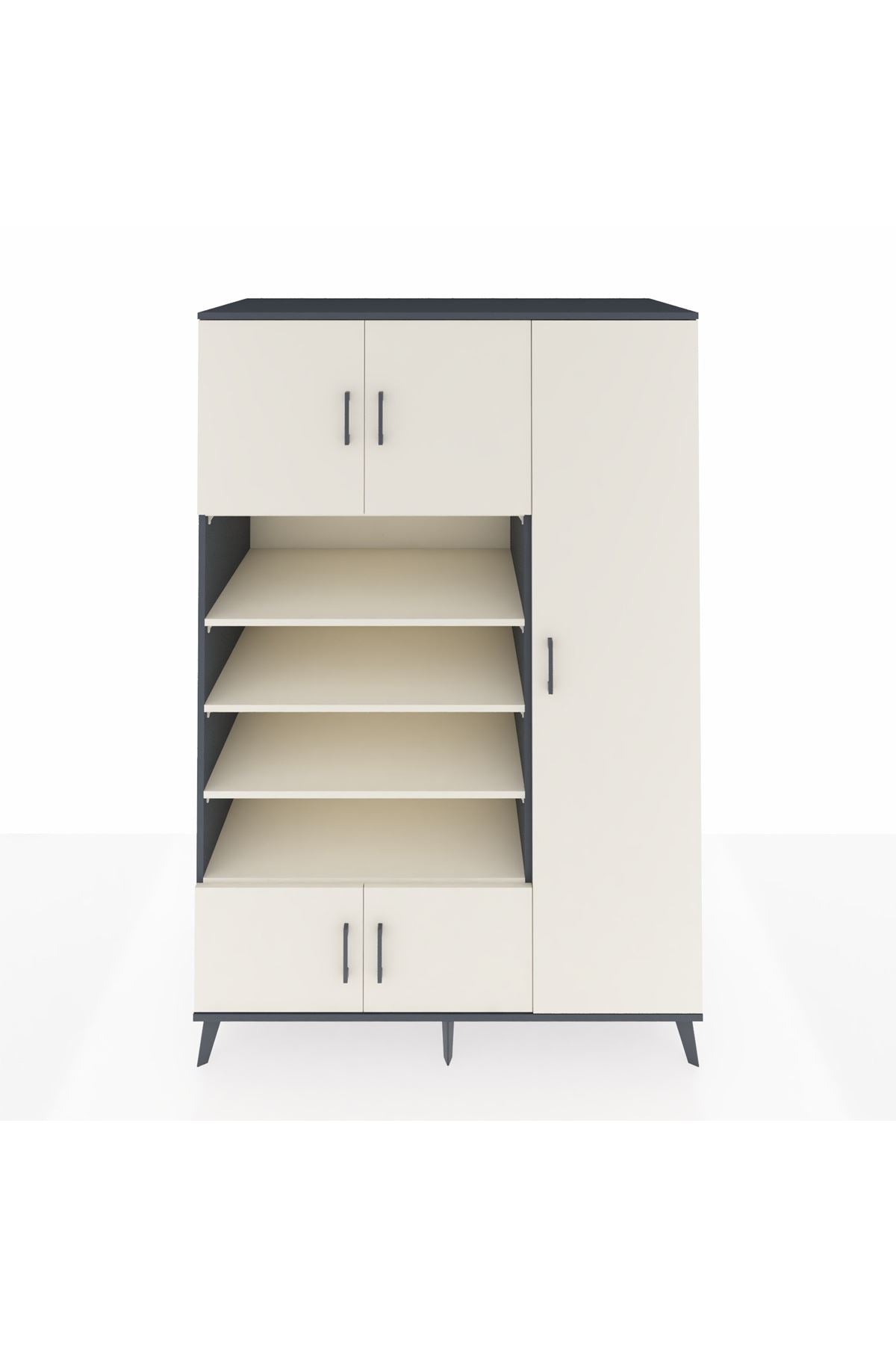 Kronos Dolap 11 Raflı 5 Kapaklı 132x59x195 Antrasit-Aytaşı/Aytaşı