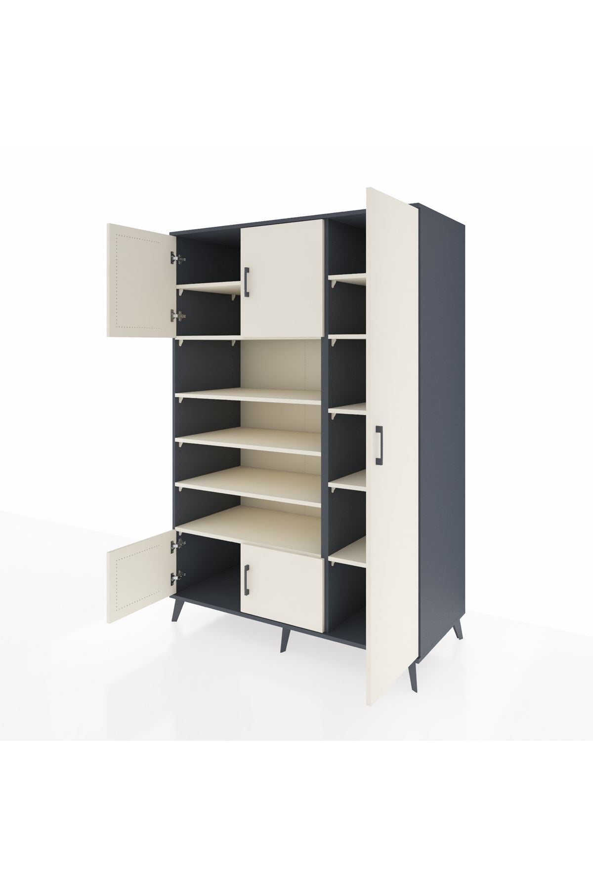 Kronos Dolap 11 Raflı 5 Kapaklı 132x59x195 Antrasit-Aytaşı/Aytaşı