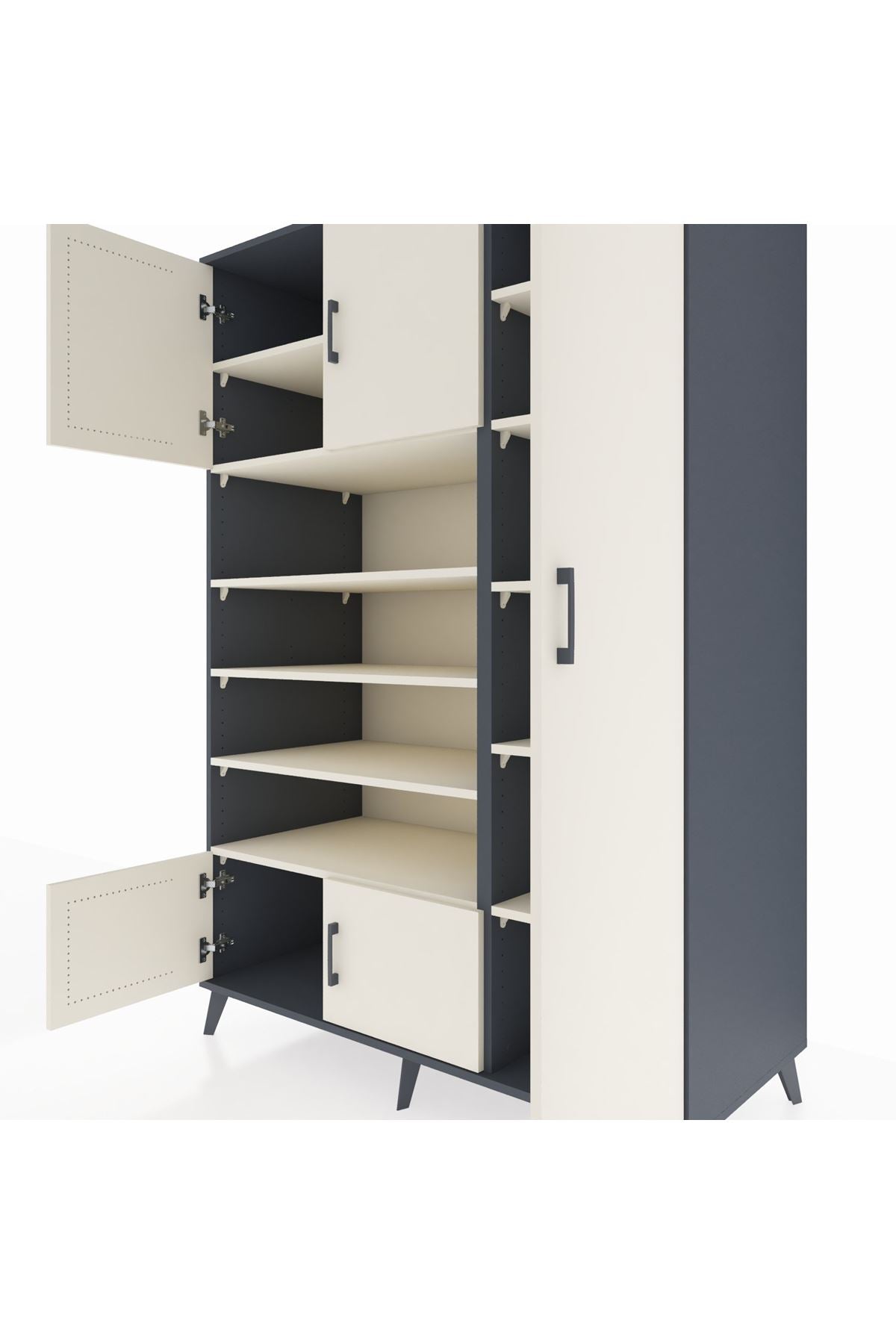 Kronos Dolap 11 Raflı 5 Kapaklı 132x59x195 Antrasit-Aytaşı/Aytaşı