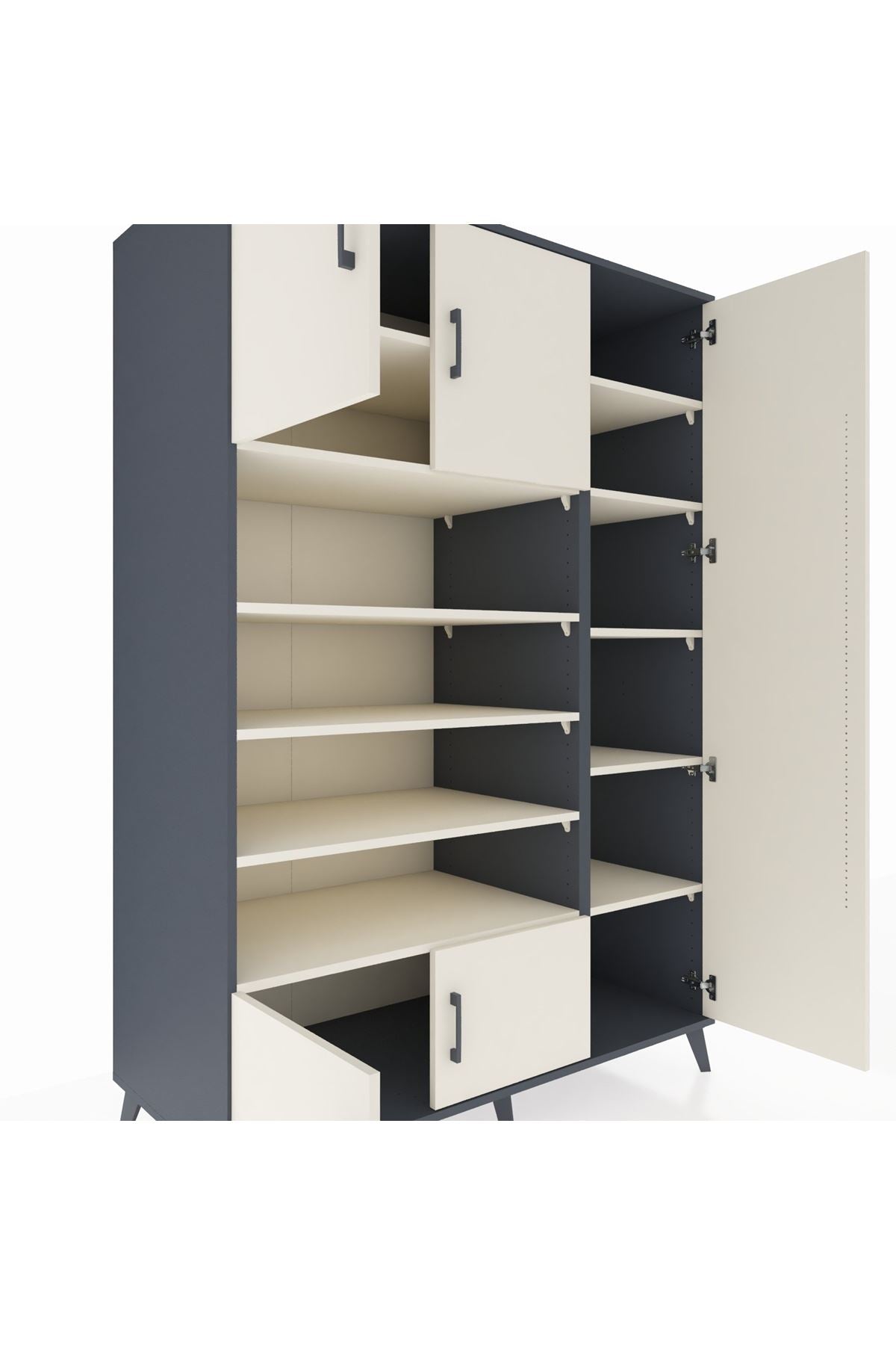 Kronos Dolap 11 Raflı 5 Kapaklı 132x59x195 Antrasit-Aytaşı/Aytaşı