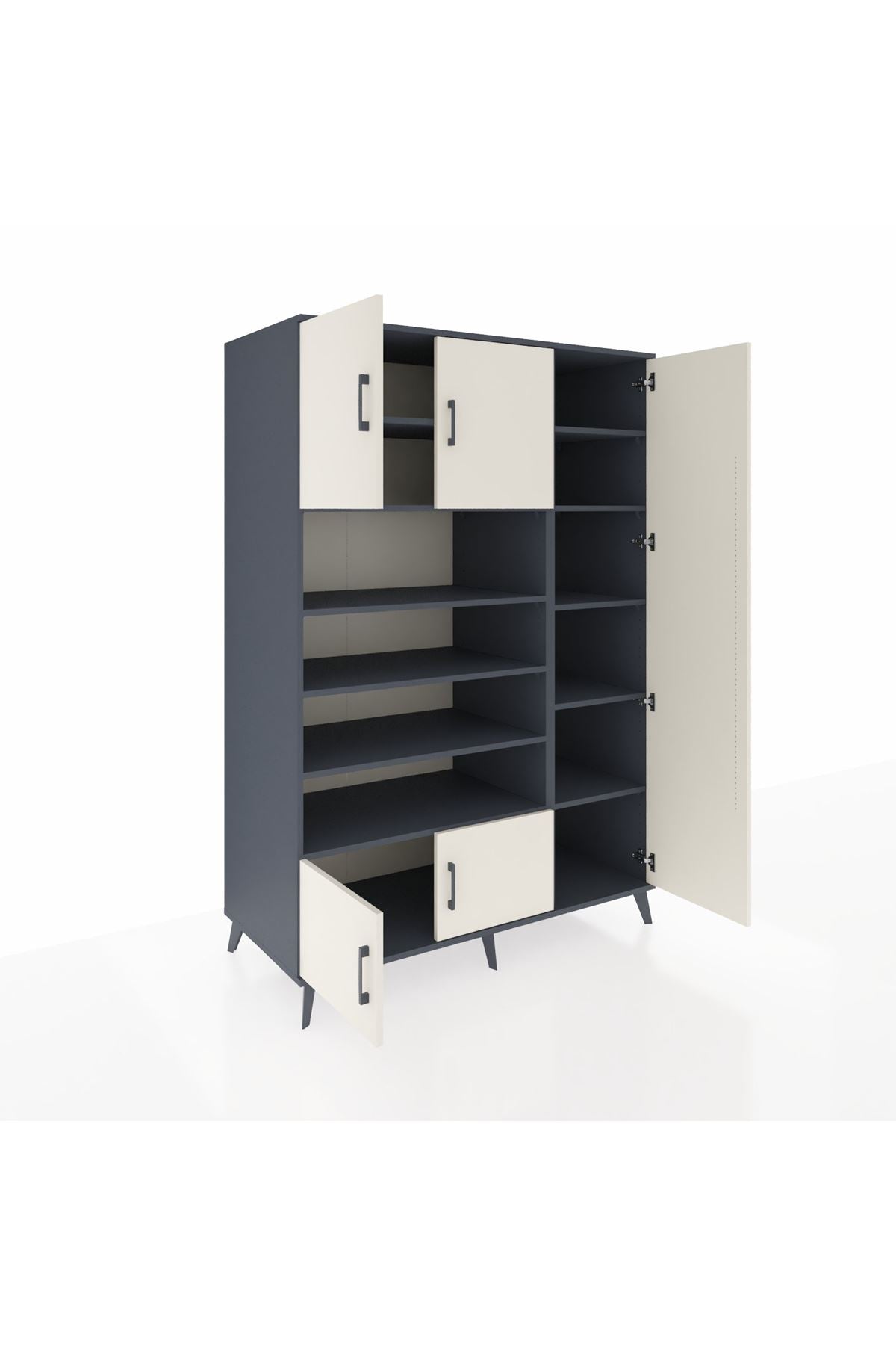 Kronos Dolap 11 Raflı 5 Kapaklı 132x59x195 Antrasit-Aytaşı/Antrasit