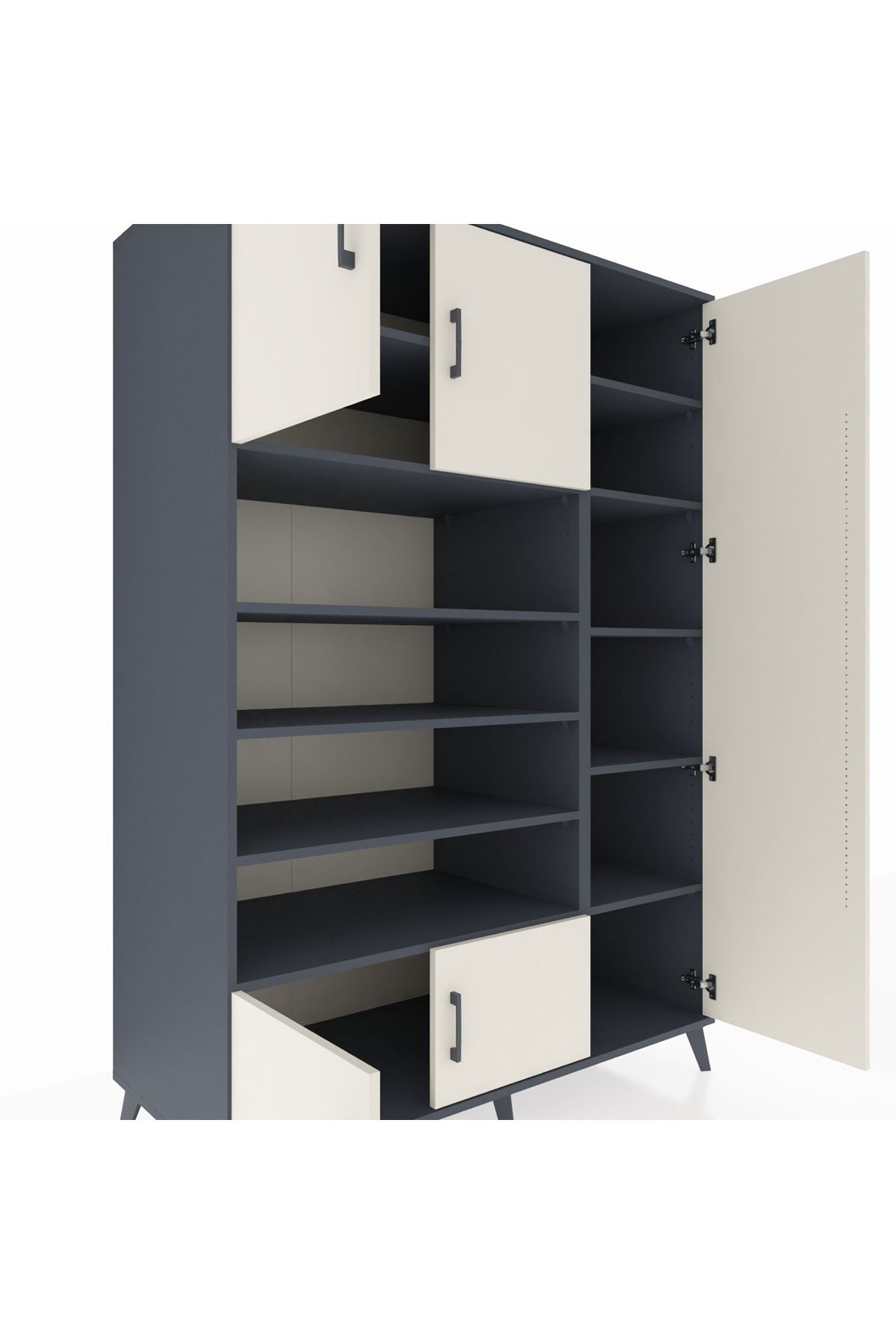 Kronos Dolap 11 Raflı 5 Kapaklı 132x59x195 Antrasit-Aytaşı/Antrasit