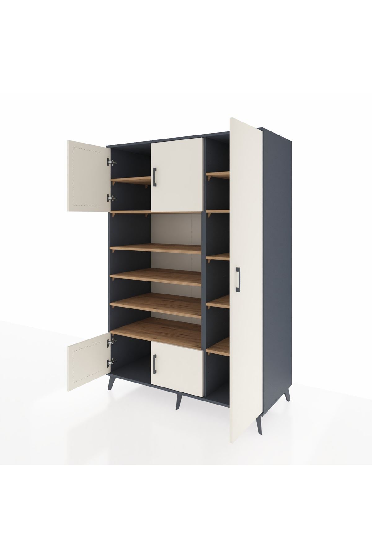 Kronos Dolap 11 Raflı 5 Kapaklı 132x59x195 Antrasit-Aytaşı/Çam